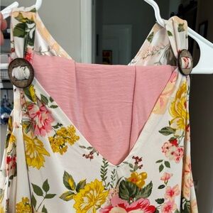 Floral Sleeveless Shoulder Top and Matching Wide Leg Pants